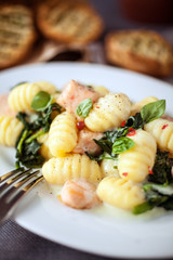 Salmon, Gnocchi and fresh basil
