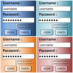 Set of login forms