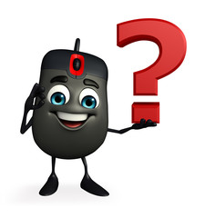 Computer Mouse Character with question mark