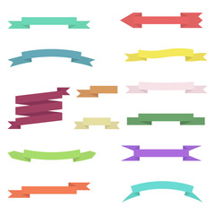 set of colored ribbons on white background