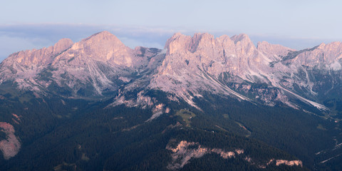 Panoramic view of Dolomites mountains ridge