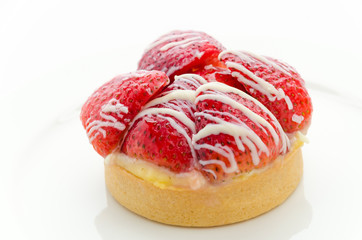 Strawberry tart isolated on white