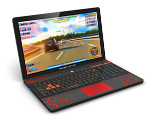 Gamer laptop with video game © Scanrail
