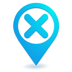 Obraz premium annuler fermer sur symbole localisation bleu