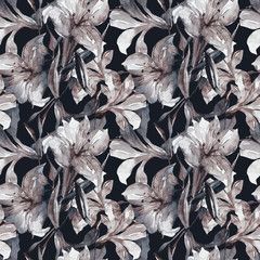 White lily seamless pattern