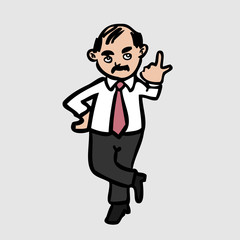 Bald Businessman pointing finger up