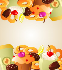 Background with sweet cakes