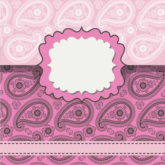 Design template,envelop or card with Paisley lice ornament