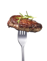 Steak de filet sur une fourchette