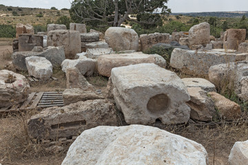 Elements of ancient architecture from excavations in Israel.