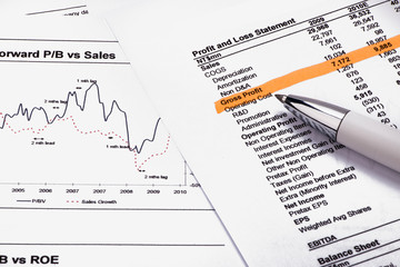 financial analysis concept including statistics graphs charts