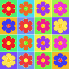 Set of multicolored flowers