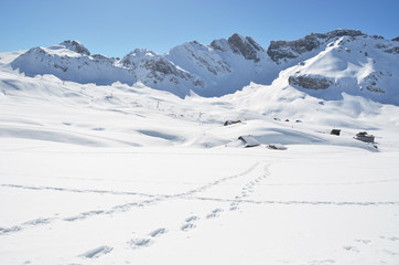 Footsteps on the snow. Melchsee-Frutt, Switzerland