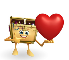 Treasure box character with red heart