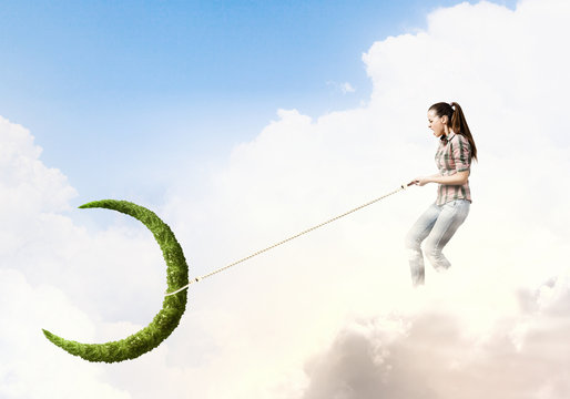 Woman with moon