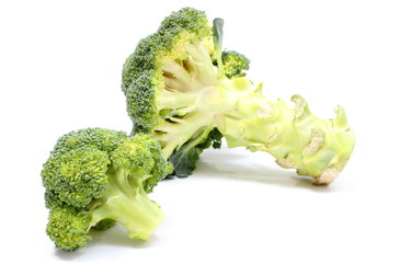 Portion of fresh green broccoli. White background