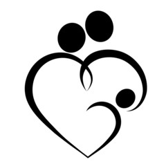 Famili heart, symbol - vector