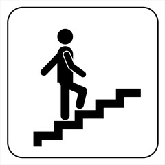Man on Stairs going up symbol, vector