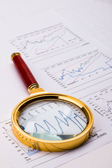 financial analysis concept including statistics graphs charts