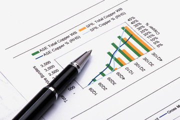 financial analysis concept including statistics graphs charts