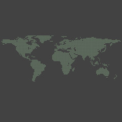 vector green dotted world map on grey