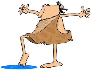 Caveman testing the water
