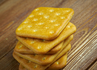 crackers on  wood table