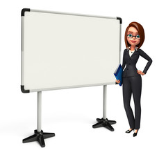 Young Business Woman with display board