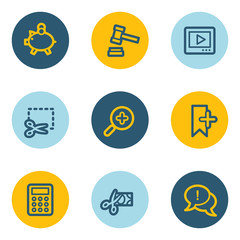 Shopping web icon set 3 , blue and yellow circle buttons