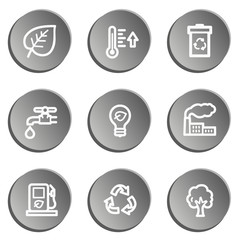 Ecology web icon set 1, grey stickers set