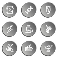 Ecology web icon set 5, grey stickers set