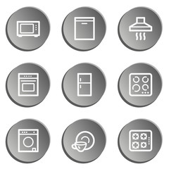 Home appliances web icons, grey  stickers set