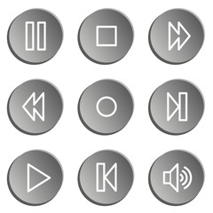 Media player web icons , grey  stickers set