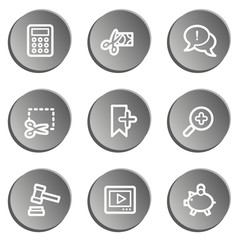 Shopping web icon set 3 , grey stickers set