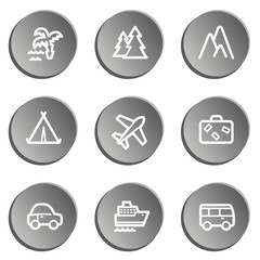Travel  web icon set 1,  grey stickers set