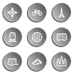 Travel  web icon set 2,  grey stickers set