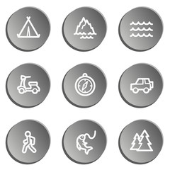 Fototapeta premium Travel web icon set 3, grey stickers set