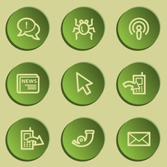 Internet  web icon set 2, green paper stickers set