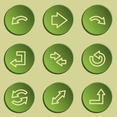 Arrows web icon set 1 , green paper stickers set