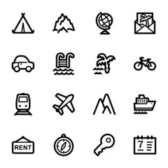 Travel web icons set