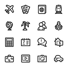 Travel web icons set