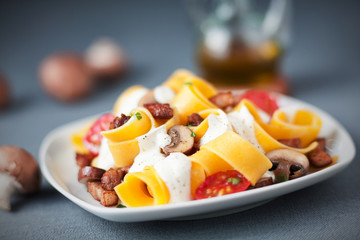 Traditional Italian pappardelle pasta