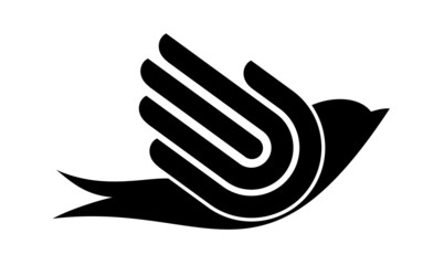 Bird with hand, freedom sign, vector,