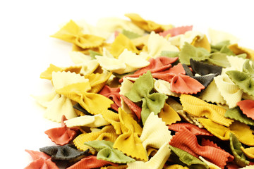 Colorful Italian pasta isolated on a white background