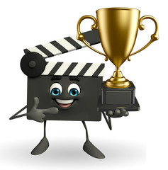 Clapper Board Character with trophy