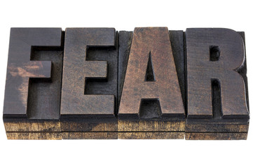 fear word in wood type