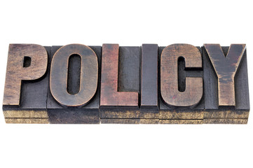 policy word in wood type