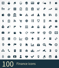 100 finance icons set.