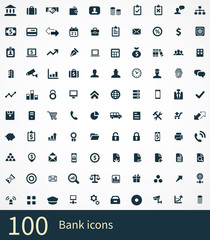 Fototapeta na wymiar 100 bank icons set.