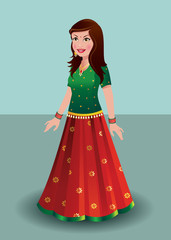 Indian woman in traditional Indian dress - ghagra
